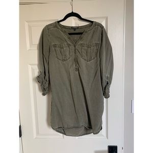 Express Green Denim Shirt Dress